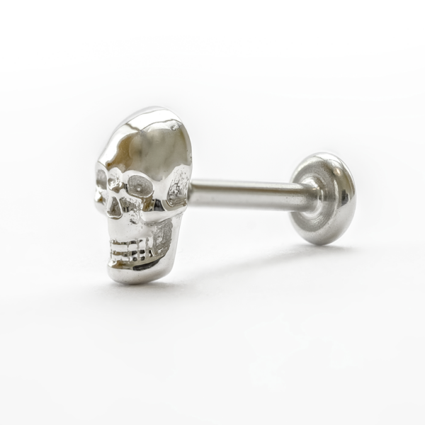 Piercing oreille or blanc BVLA - Skull