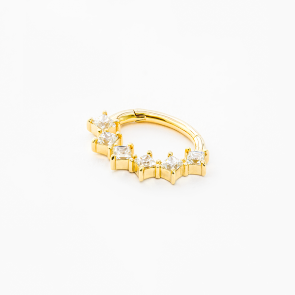 Piercing oreilles et septum en or - Princess cut Clicker