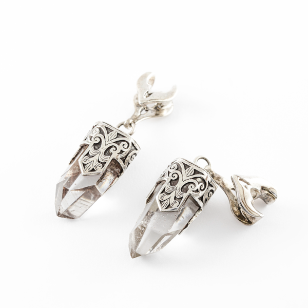 Poids d'oreilles en argent Naga - Crystal Quartz